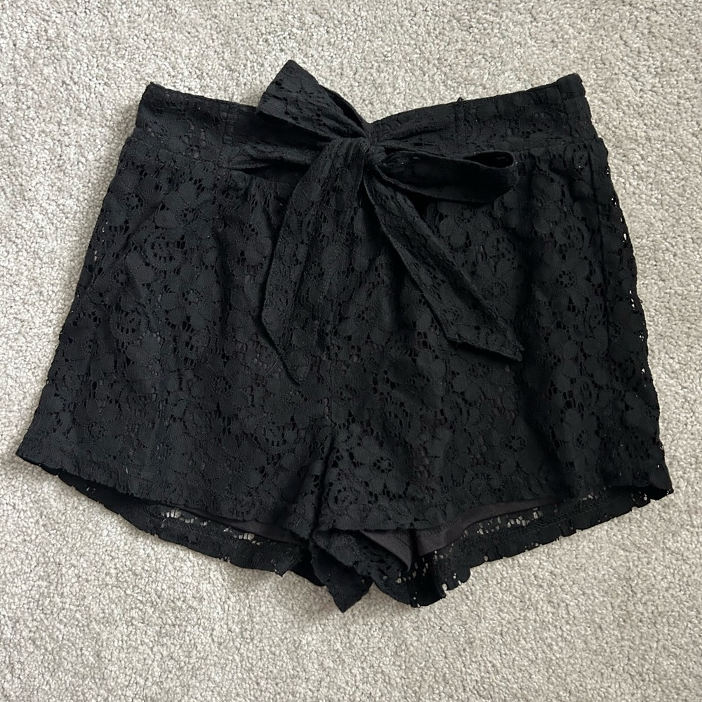 Black Lace Bow Shorts